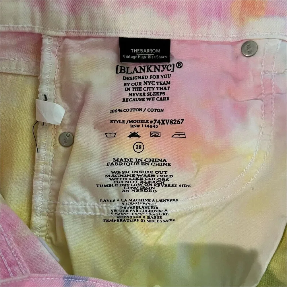 Blank NYC Vintage High Rise The Barrow Tie Dye Cut Off Denim Jean Shorts Size 28 - Picture 9 of 10